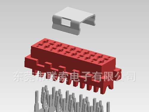 红色IDC母座,有台,加盖子 AMP188431 替代料 汽车电子连接器