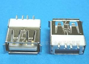 USB AF 180°贴片 一字型 无固定脚,USB 连接器,USB母座子