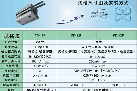 台湾磁性开关 FD12系列磁性传感器开关