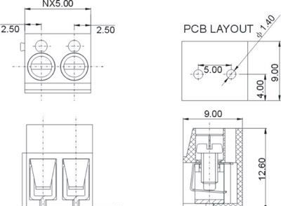 螺钉式连接PCB端子台DG305-5.0-00A