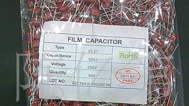 CL21 250V104J P10金属化聚脂膜电容器MEF
