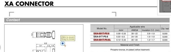 JST日压端子 SXA-001T-P0.6原厂现货 连接器 端子 接插件 插针