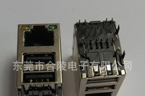 生产 RJ45+USB网络插座连接器