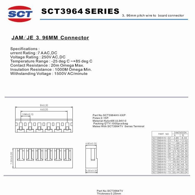 厂家批发 汽车接插件 SCT3964、JAM 3.96