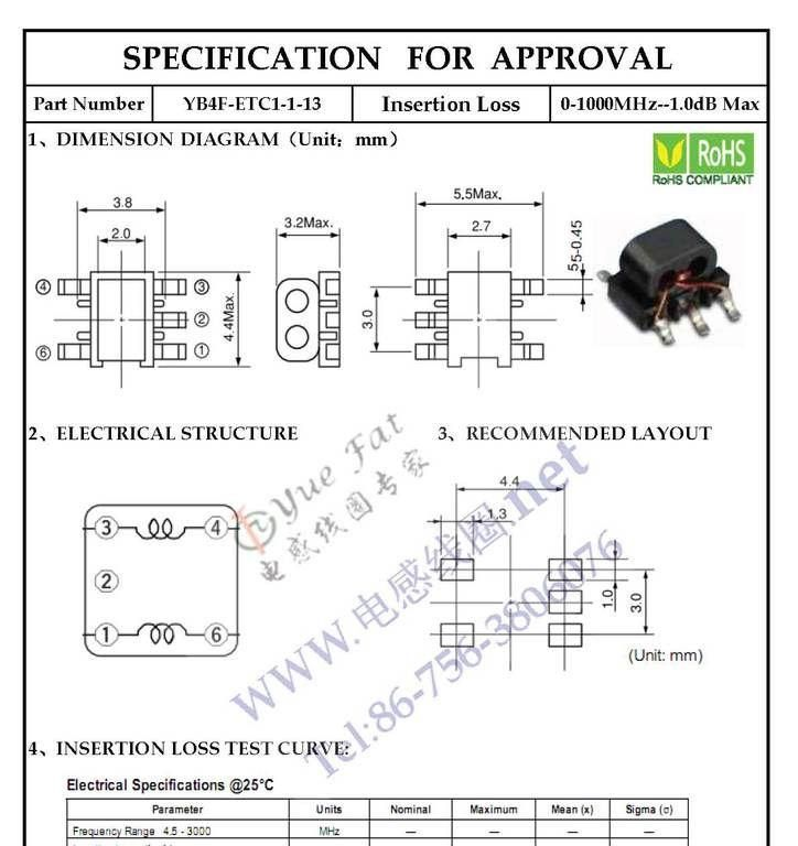 批发供应ETC1-1-13平衡-非平衡贴片变压器1.0dB(4.5-1000MHz)