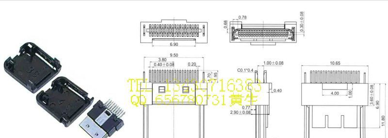 供应 迷你USB连接器，MINIUSB20P公单排式，迷你20P公头
