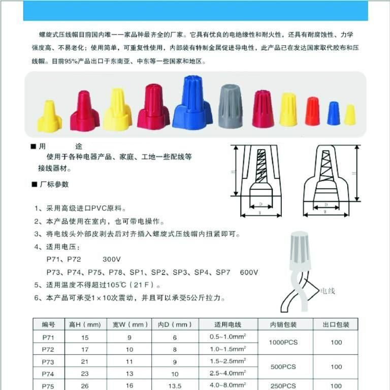压线帽接线端子P75