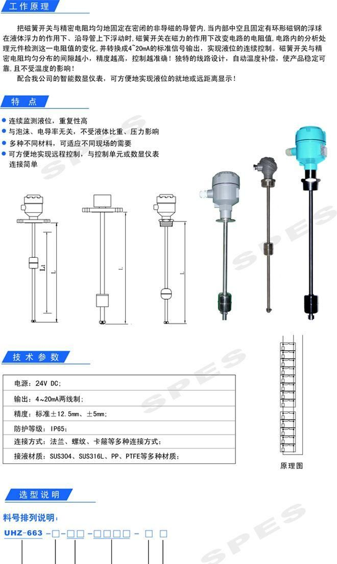 供应插入式磁浮子液位计UHZ-663-C
