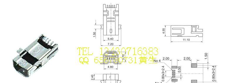 供应 迷你USB连接器，MINI 4P母座B类SMT，MINIUSB母座