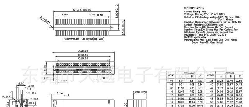 金手指插槽连接器贴片SMT/DIP