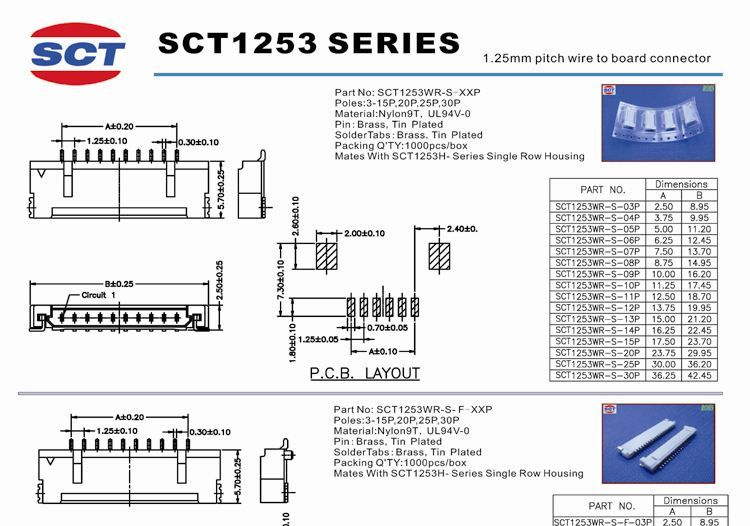 精品热销 接线端子连接器 SCT1253、HRS DF14 1.25