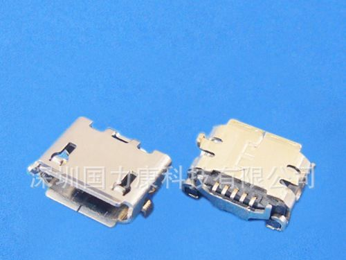 MICRO USB，连接器，5PIN，母座，后壳插板，DIP