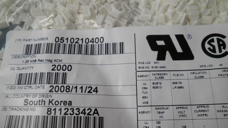现货供应 molex 连接器 线对板 型号：0510210400