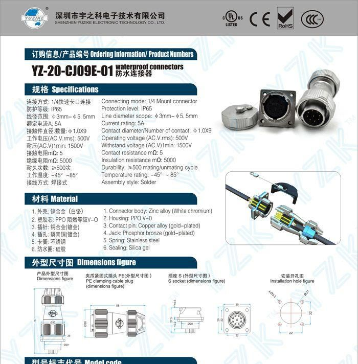 供应工业连接器，圆形航空插头，伺服电机防水航空插头插座