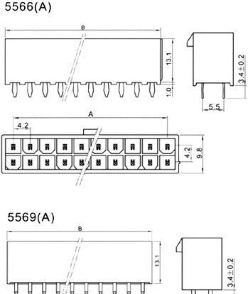 5557-5569间距条形连接器/胶壳/针座/端子