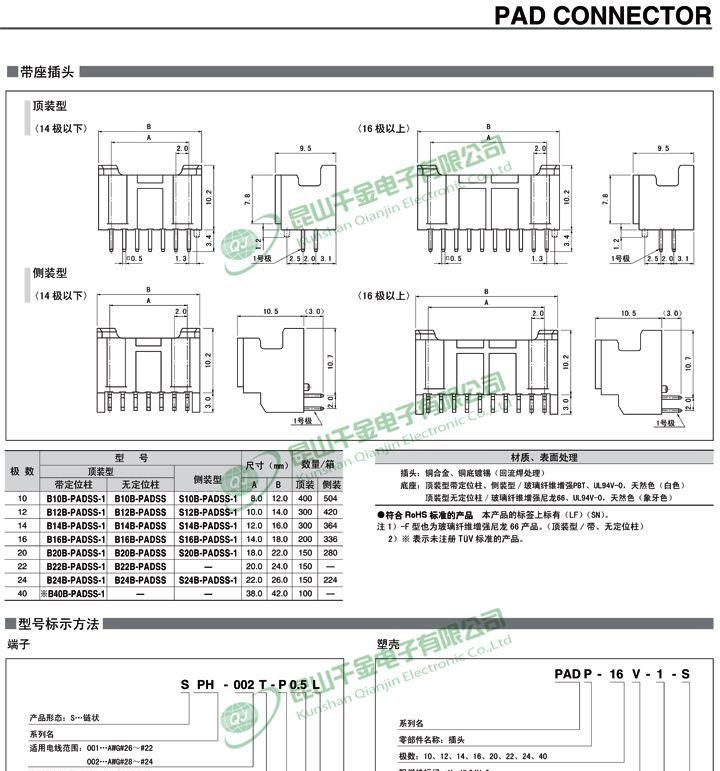 千金电子 JST连接器 原厂护套HOUSING 塑壳胶壳PADP-20V-1-S 现货