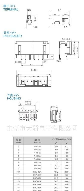 厂家直销:PHC间距连接器(2.0MM)