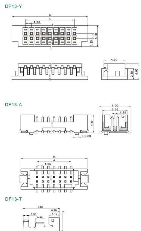 厂商直销 双排1.25mm间距条形连接器 SMT针座 PA66胶壳 磷铜端子
