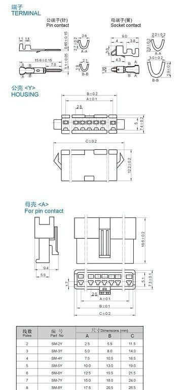供应SM2.5间距条形连接器