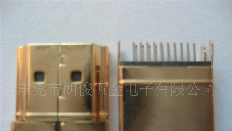【现货供应】HDMI 夹板式公头连接器镀金壳