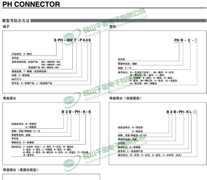 千金电子 JST连接器 原厂护套HOUSING 塑壳胶壳  PHR-2