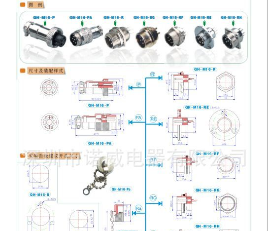 航空插头，16M系列，应用于机械设备，电子，自动化等