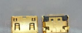MINI HDMI 沉板，HDMI连接器，C TYPE 19PIN SMT+DIP混合型HDMI
