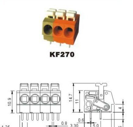 凯峰电子免螺丝接线端子，KF270间距5.0