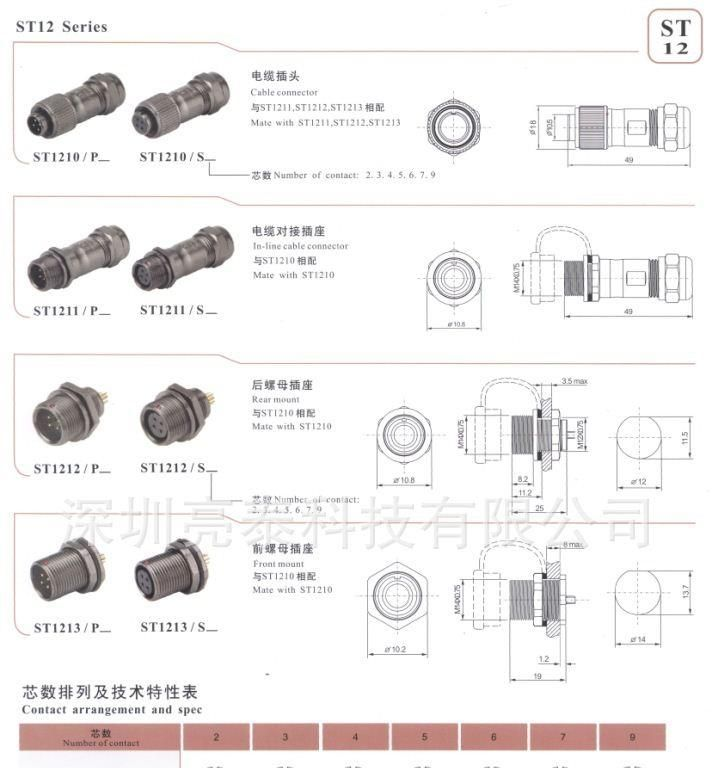 WEIPU威浦ST1213/S 防水电源航空插座 信号航空插头插座连接器