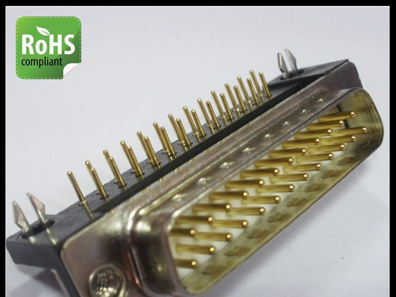 D-SU插板连接器，DR25P公针90度铆支架+PCB