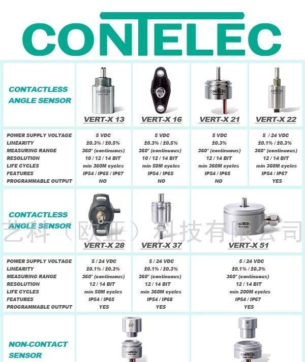 供应CONTELEC(瑞士康德勒)Vert-X系列无触点角度传感器