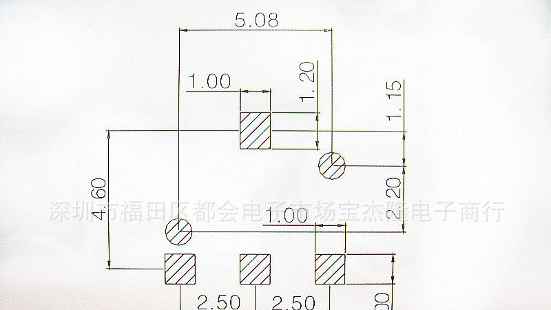 手机电池连接器 3PIN电池触片 2.5间距 BC-3-3PD 附有详细尺寸图