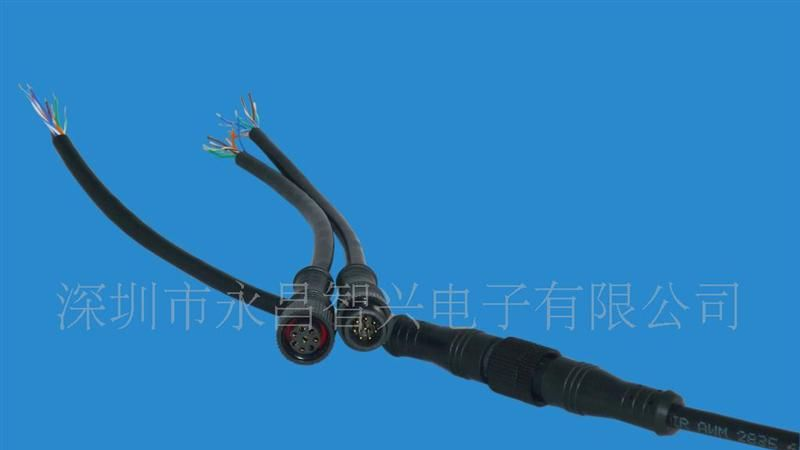 供应优质金属头8芯防水连接器 防水插头线