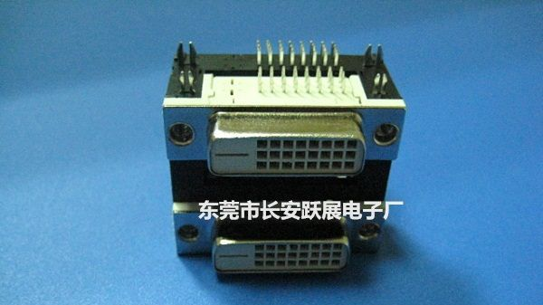 DVI 双层24+1-24+1 铆合 90度 插板式 电子连接器