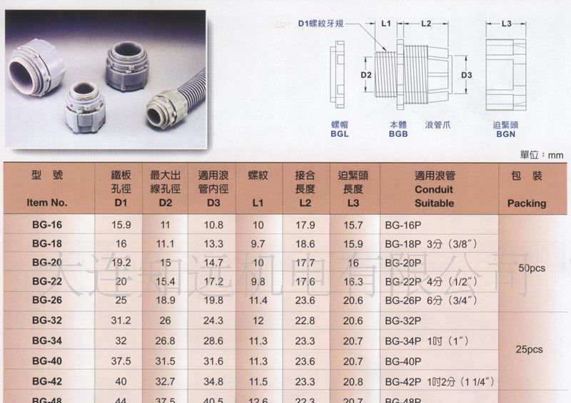 KSS凯士士浪管固定头、卡套式接头、卡簧自固式接头、BG-16