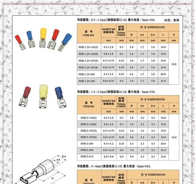 FDD2-205母预绝缘接头 母预绝缘冷压端头 插簧端子 铜鼻子铜线耳