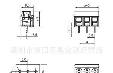 YA331-5.0/5.08间距螺钉式PCB接线端子台 端子排 直插2EDG连接