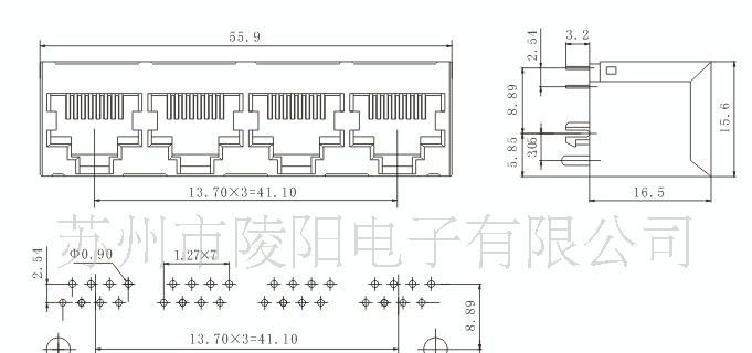 RJ45连接器SC218-5224S 8P 1×4