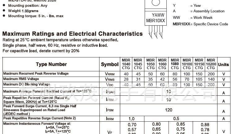 代理经销福斯特肖特基二极管MBR1040-10200
