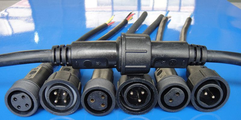 15mm4芯0.3防水LED,电源,信号,公母连接线,铝合金螺帽,实心端子