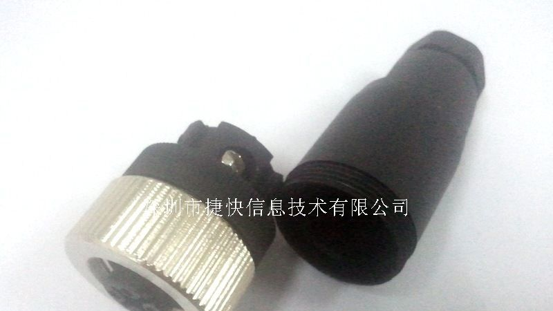 大量供应M12组装后接式镀金母头防水连接器