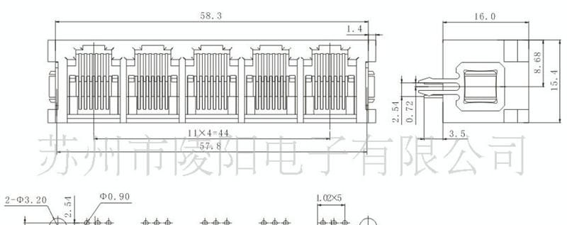 RJ45连接器SC228-5225 6P 1×5