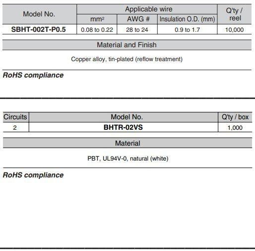 BHTR-02VS  BHT系列 JST线对板连接器 5.1mm间距
