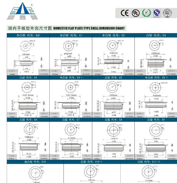 四方牌平板型普通晶闸管KP500A1600V