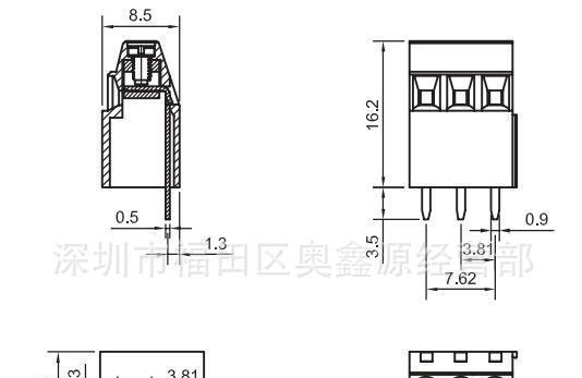 YB332B-3.81/5.0/5.08螺钉式PCB直插塑料接线端子台 端子排