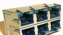 RJ45连接器带灯带滤波器+双层USB