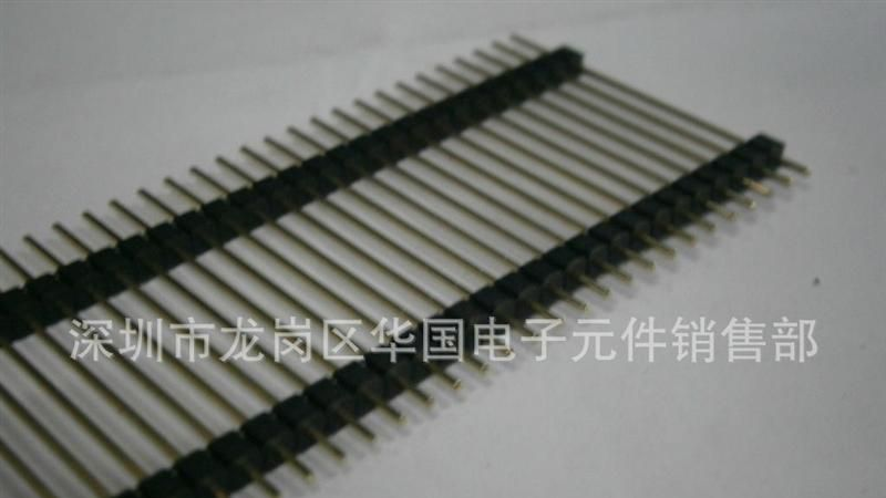 深圳排针，2.54间距，针长35MM，单排双塑镀金0.8U环保加长排针，
