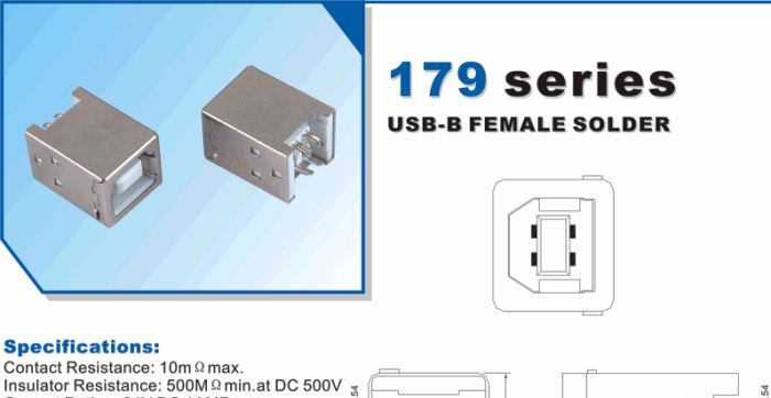 179 USB B母 BF  焊接式  母头 连接器
