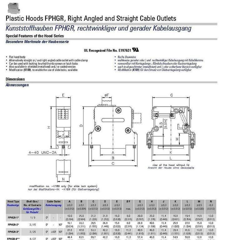 供应FCT D-sub连接器壳体 FPHGR-3AG