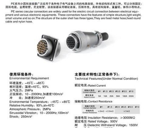 供应PE圆形连接器，航空插头 接头